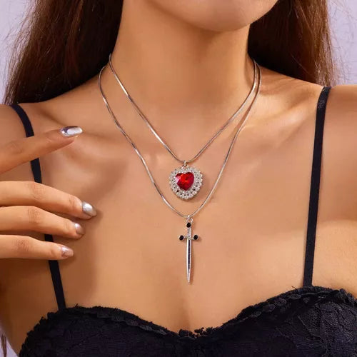 COLLAR PAREJA: ESPADA + CORAZÓN | ENVÍO GRATIS ❤️‍🔥⚔️